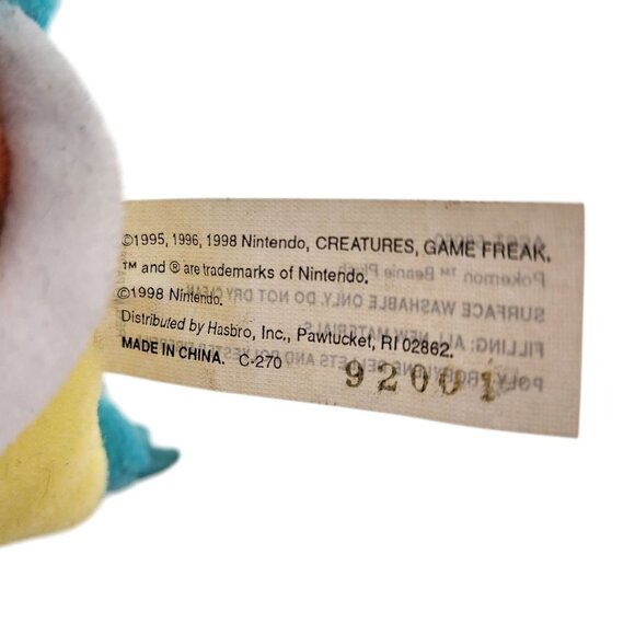 Vintage Hasbro Pokemon 07 Squirtle 5"  Beanie Plush Stuffed Animal Nintendo 1998 - Picture 8 of 14